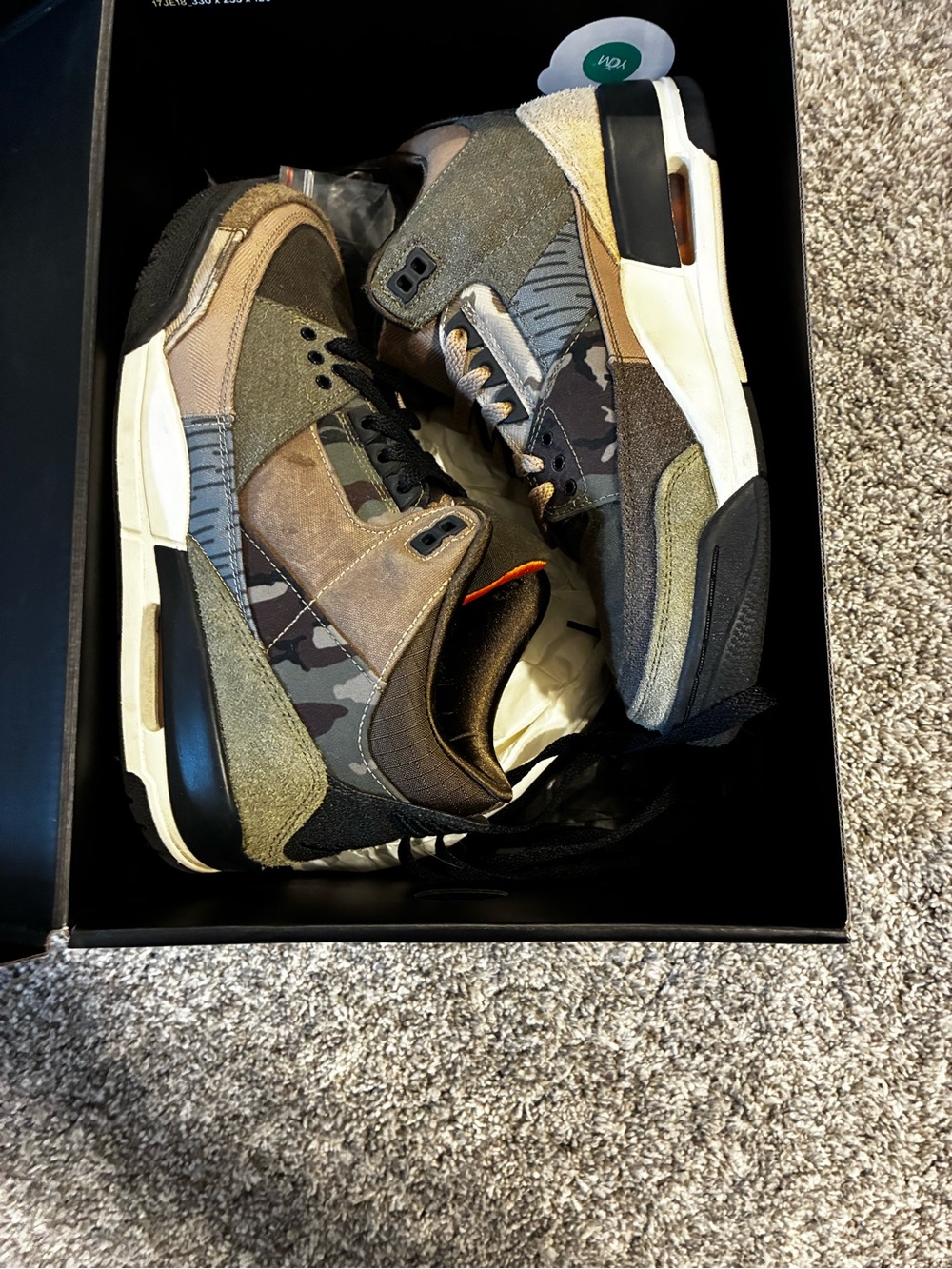 Jordan Men's Camo Panel Low-Top Sneakers in Olive, Tan, Black